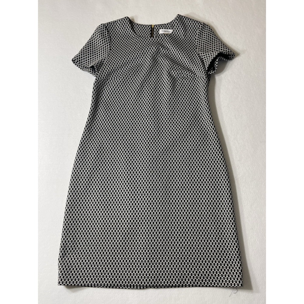 Calvin Klein Black and White Ponte Sheath Dress, Size 4